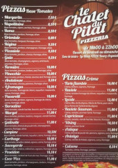Menu Le Chalet du pilat - Les pizzas