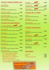 Menu au camion pizza - Les pizzas et boissons