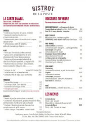 Menu Bistrot de la Poste - La carte