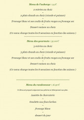 Menu Auberge du Marais - Les menus