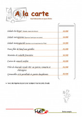Menu Hôtel de france - Les menus à la carte