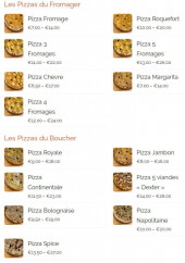 Menu First Pizz’ - Les pizzas du fromager et pizzas du boucher