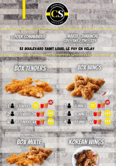 Menu Chick'n'street - Les box tenders, box wings, ...