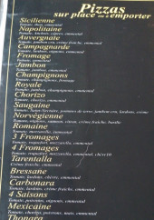 Menu Pizzeria de la Tour - Les pizzas