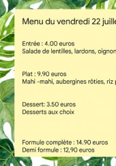 Menu Chez elleS - Un exemple de menu du jour