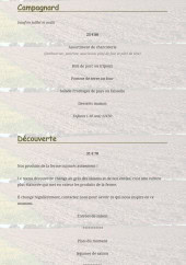 Menu Auberge Paysanne - Les menus (suite)