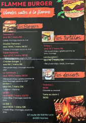 Menu Flamme Burger - Les burgers , tortillas et desserts