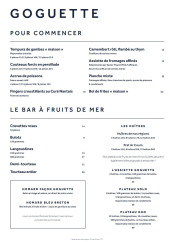 Menu Goguette - Pour commencer et le bar à fruits de mer