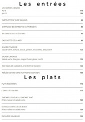 Menu Le Lieu Unique - Les entrées et plats