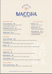 Menu Macoha - Les entrées, finger food et fraicheurs