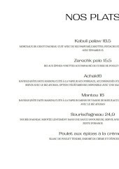 Menu Molana - Les plats