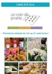 Menu Un Coin de Prairie - Carte et menu été Un Coin de Prairie Nantes