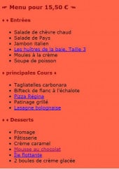Menu Le Vésuvio - menu 15€