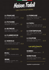 Menu Maison Fadoli - Les incontournables