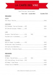 Menu La cuisine de l'entrepôt - Vins