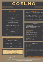 Menu Coelho Resto Bistro Patio - Les menus, formules, ...