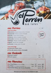 Menu El Porrõn - Porrons, planches et cocktails