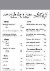 Menu Les Pieds dans l'eau - Entrées, salades, moules,...