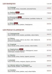 Menu Le Kiosque à Pizzas - Les pizzas Basiques et classiques