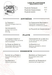 Menu La Chope des Marais - La carte