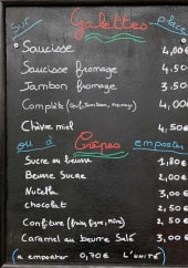 Menu Le Pays Noir - Les galettes et crêpes