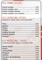 Menu L'océane - Les paninis, les américains et les hambourgers