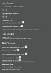 Menu La Terrasse Fleurie - Les entrées, salades, poissons...