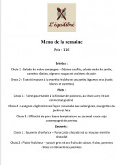 Menu L’Impro Bar - Un exemple de menu de la semaine