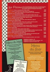 Menu La vespa des halles - les pizzas et menu du midi