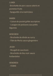 Menu Midi'n France - Un exemple du menu de la semaine