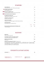 Menu Le Fouquet's - Starters et seafood