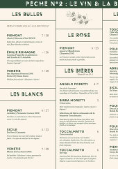 Menu El Peccato - Les vins et bières