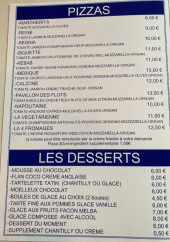 Menu Le Pavillon des Flots - Les pizzas et desserts