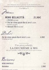 Menu Bellacittà - Le menu Bellacittà, le dolce et les boissons