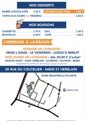 Menu L'Affamé - Les desserts et boissons