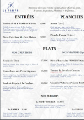 Menu La Pampa - Les entrées, planches et plats , ...