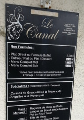 Menu Le Canal - Les formules et spécialités