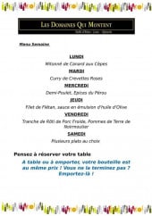 Menu Les Domaines qui Montent - Le menu de la semaine