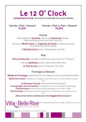 Menu Villa Belle Rive - Le 12 o'clock