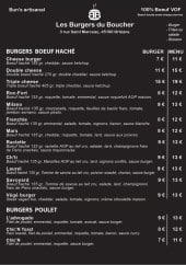 Menu Les Burgers du boucher - Les burgers