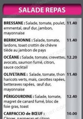 Menu Olive & plus - Les salades, sandwiches et boissons 