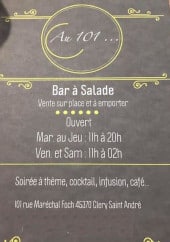 Menu Au 101 - Carte et menu Au 101 Clery Saint Andre