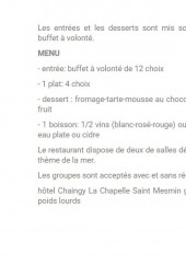 Menu Le relais du Fourneaux - Le menu