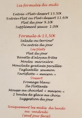 Menu L'Escale - Les formules