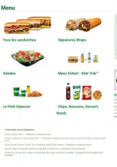 Menu Subway - Les menus