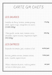 Menu Gm Chefs - Les salades et entrées