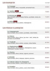 Menu Le Kiosque à Pizzas - Les basiques et pizzas classiques