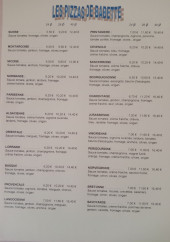 Menu Les Pizzas de Babette - Pizzas