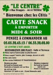 Menu Hotel du centre - carte a emporter
