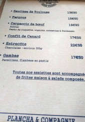 Menu Ô pieds dans l'eau - La carte